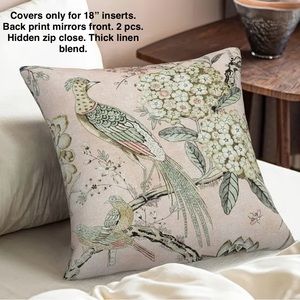 Grand millennial chinoiserie decorative pillow covers. Brand new, 2 pieces!